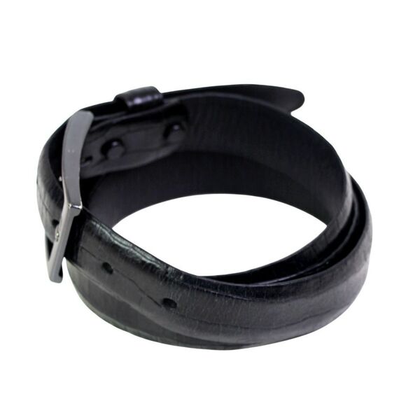 BLACK GENUINE LEATHER CROCO PRINT 1 1/8"Wd CASUAL DRESS MEN'S BELT Sz 40 (A6 - Picture 3 of 13